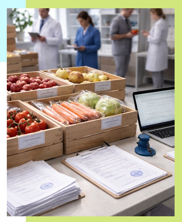 Сертификация овощей и фруктов в Краснокамске от 8616 р. | Алешин-Кнм