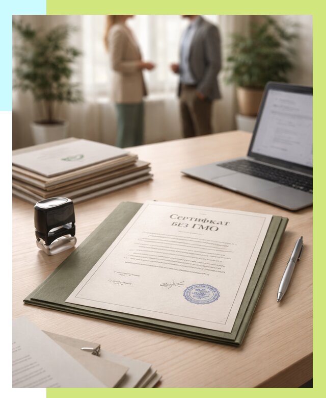 Сертификат без ГМО в Краснокамске от 7603 р. оформить срочно Алешин-Кнм